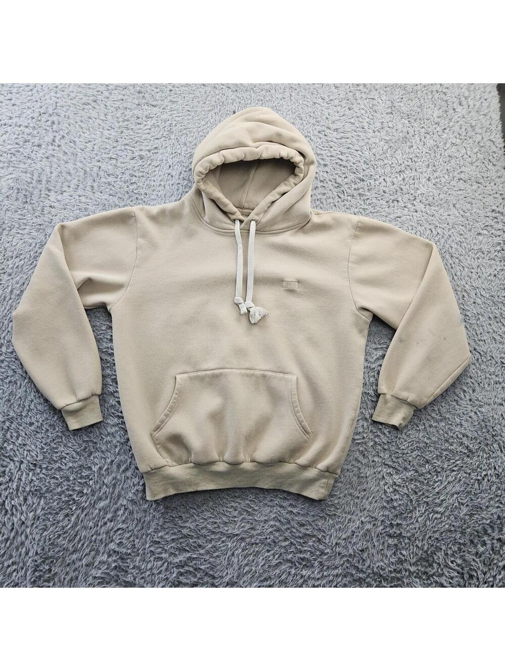 KITH Hoodie Pullover Men Medium 100% Cotton Beige Heavyweight Soft *Sleeve